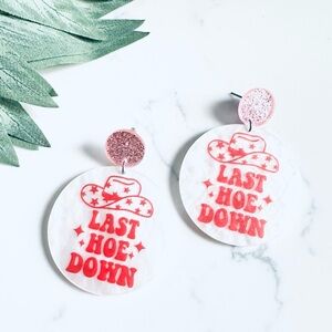 2/$30🌵 Last H*e Down Bachelorette Party Earrings Acrylic Western Rodeo Cowgirl